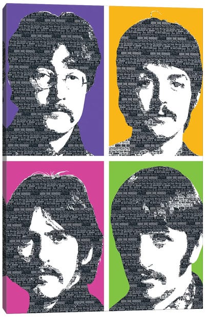 Beatles X 4 Canvas Art Print - Rock-n-Roll Art