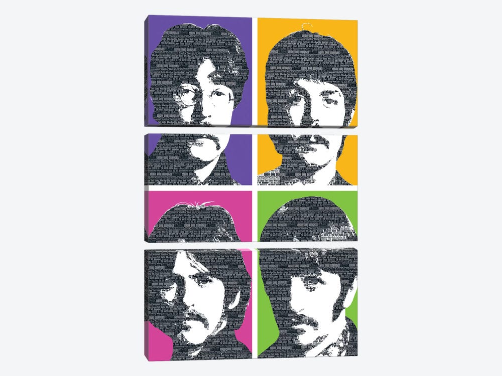 Beatles X 4 by Gary Hogben 3-piece Canvas Print