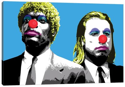 The Clowns Are Coming To Get You - Blue Canvas Art Print - Crime & Gangster Movie Art