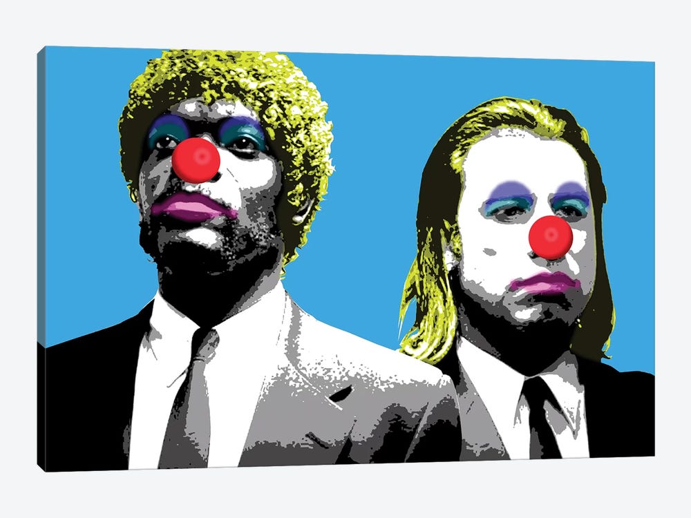 The Clowns Are Coming To Get You - Blue by Gary Hogben 1-piece Art Print