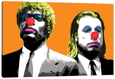 The Clowns Are Coming To Get You - Orange Canvas Art Print - John Travolta