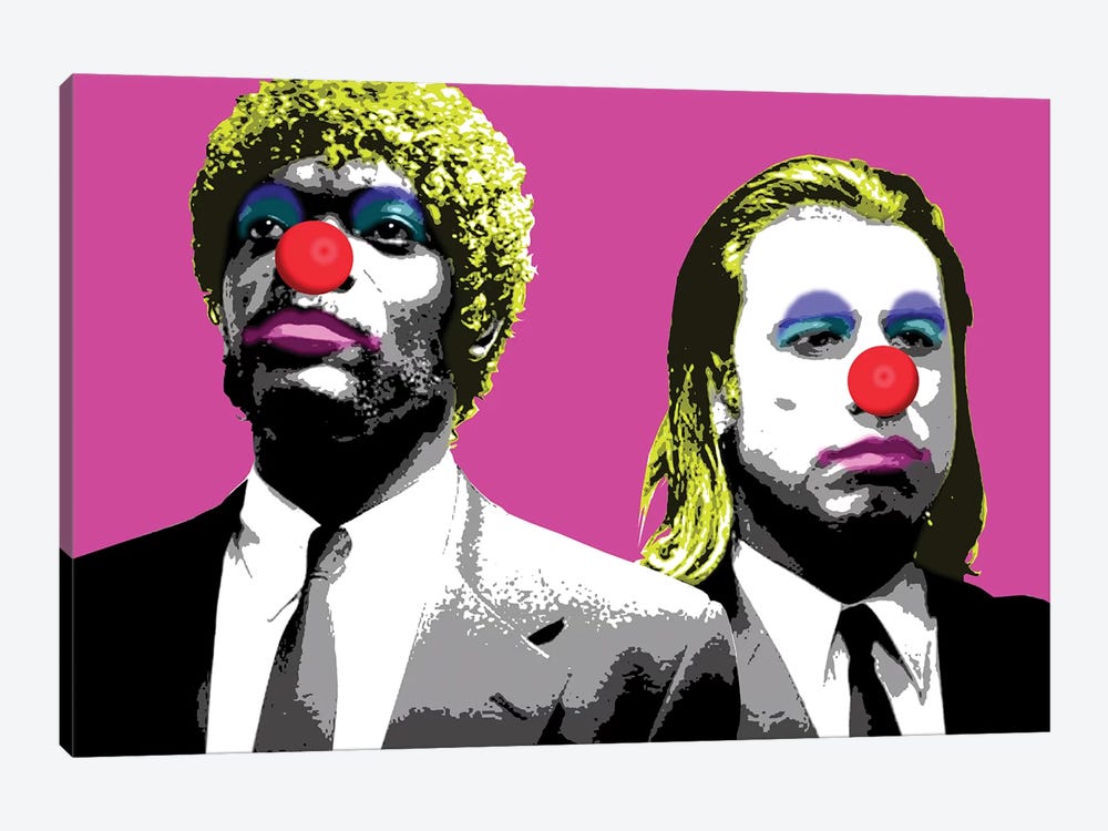 The Clowns Are Coming To Get You - Pink by Gary Hogben 1-piece Canvas Wall Art