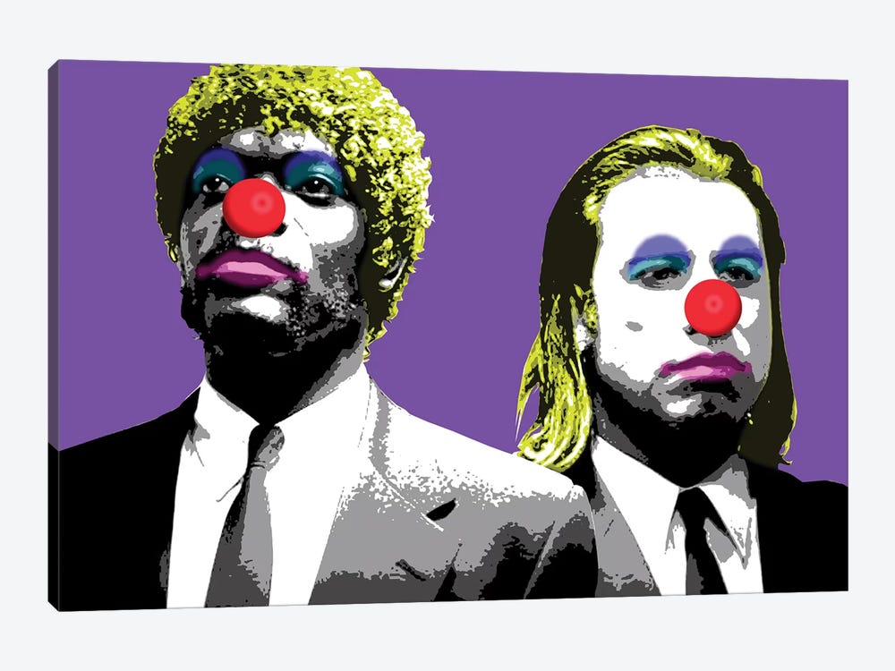 The Clowns Are Coming To Get You - Purple by Gary Hogben 1-piece Canvas Print