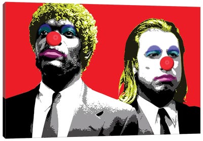 The Clowns Are Coming To Get You - Red Canvas Art Print - Crime & Gangster Movie Art