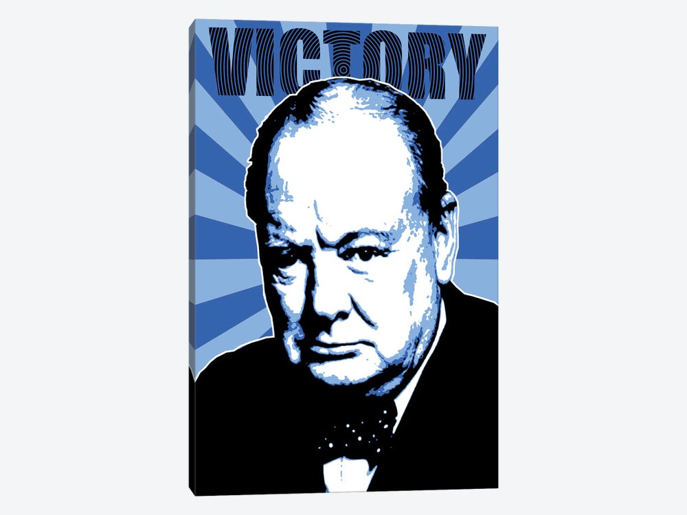 Churchill Victory - Blue by Gary Hogben 1-piece Canvas Print