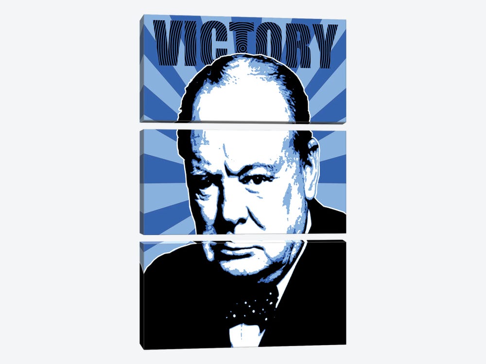 Churchill Victory - Blue by Gary Hogben 3-piece Art Print