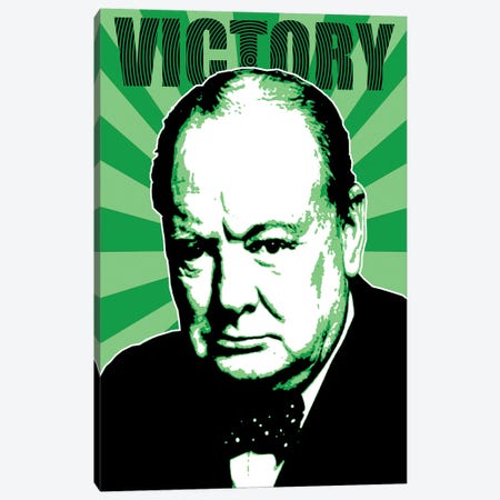 Churchill Victory - Green Canvas Print #GHO97} by Gary Hogben Canvas Art Print