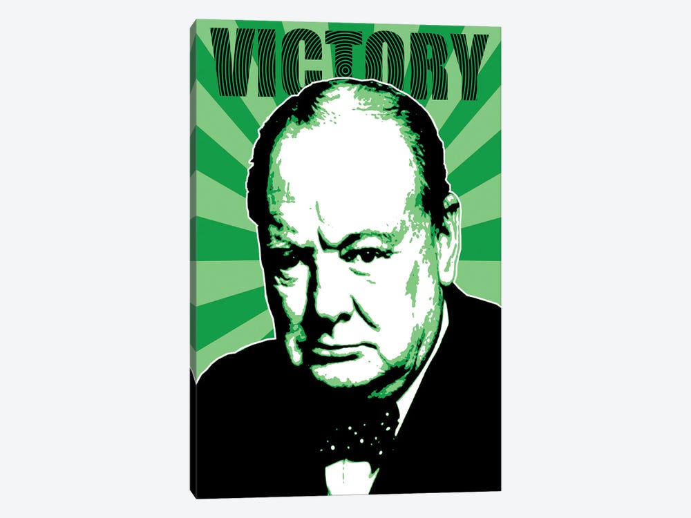Churchill Victory - Green by Gary Hogben 1-piece Canvas Art