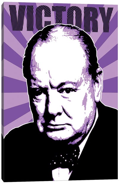 Churchill Victory - Purple Canvas Art Print - Gary Hogben