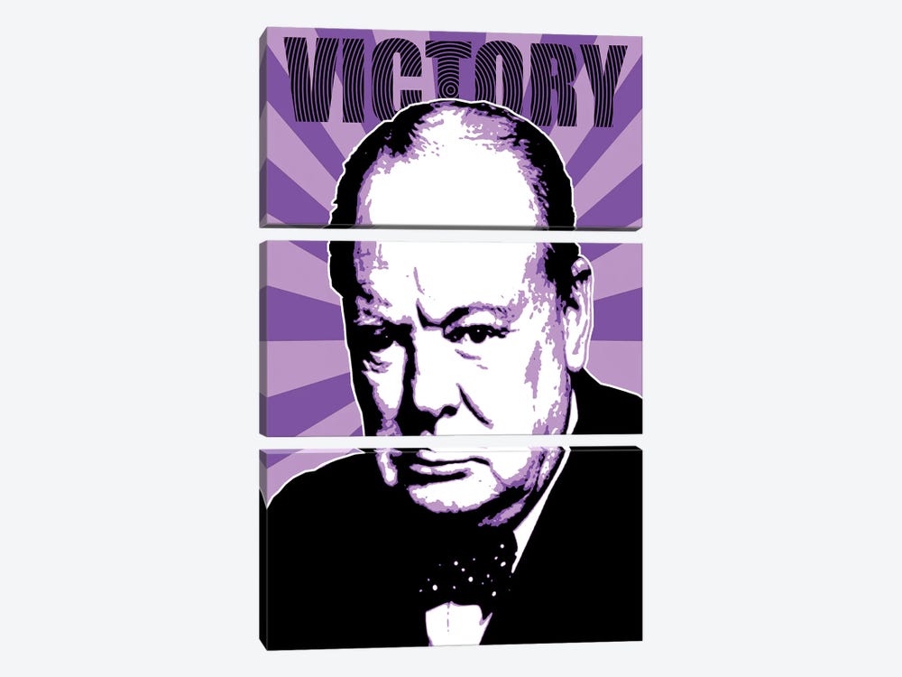 Churchill Victory - Purple by Gary Hogben 3-piece Canvas Print