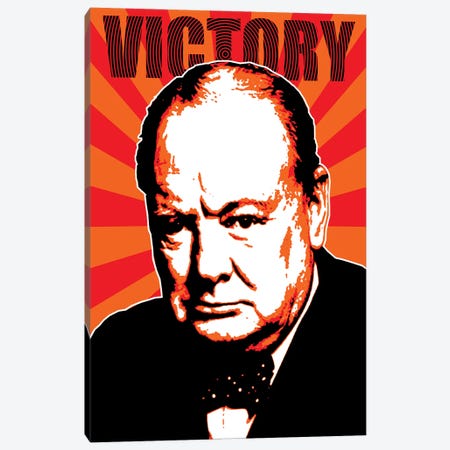 Churchill Victory - Red Canvas Print #GHO99} by Gary Hogben Canvas Wall Art