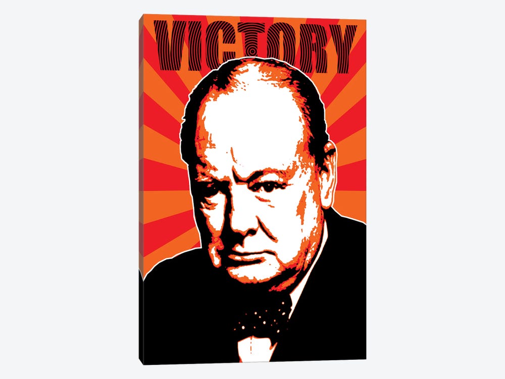 Churchill Victory - Red by Gary Hogben 1-piece Canvas Artwork