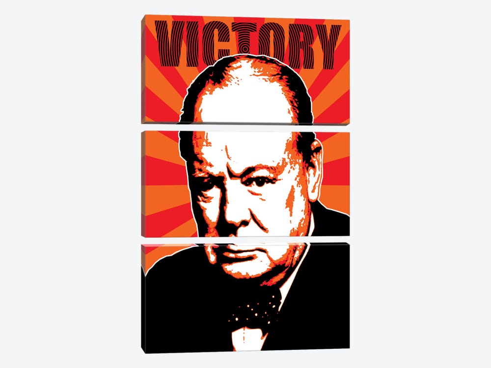 Churchill Victory - Red by Gary Hogben 3-piece Canvas Art