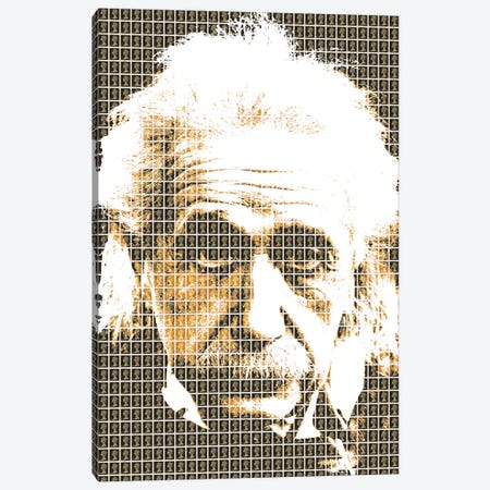 Einstein Black Canvas Print #GHO9} by Gary Hogben Art Print