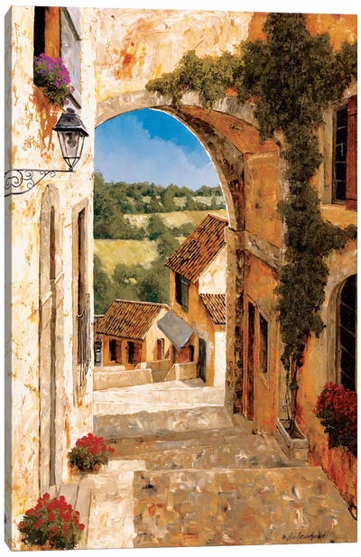 Going Down To The Village Canvas Art Print - House Art