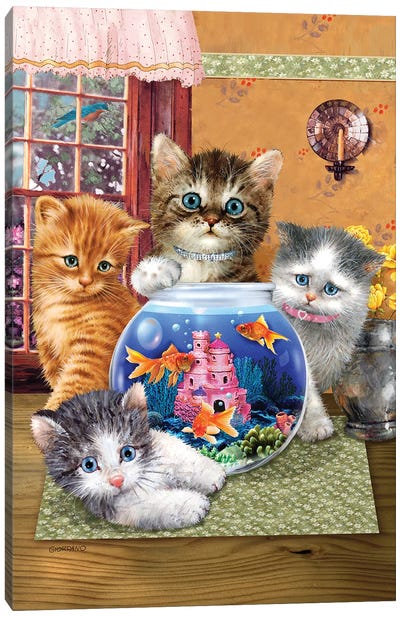 Vertical Who's Looking Canvas Art Print - Kitten Art