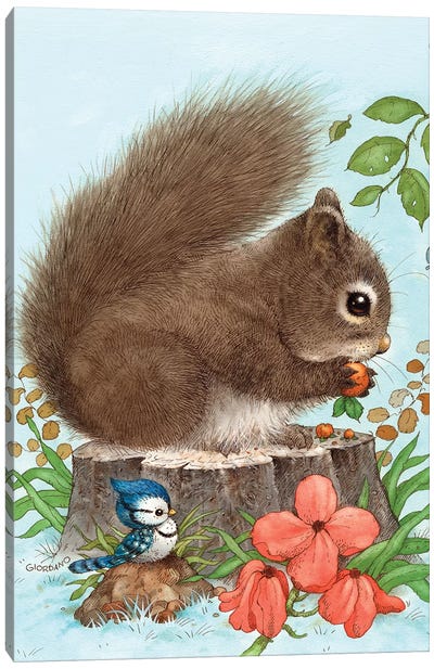 Playfull Squirrel Canvas Art Print - Squirrel Art
