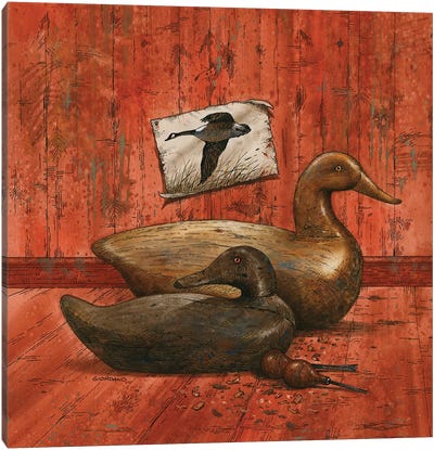 Covey Of Decoys Canvas Art Print - Hunting