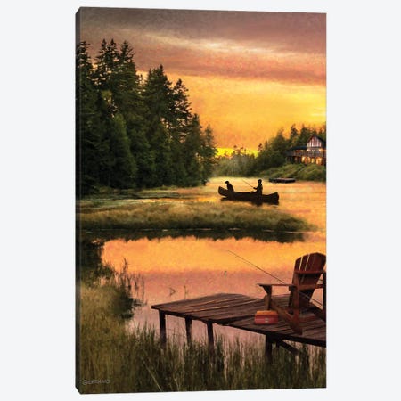 Lakside Reflection Canvas Print #GIO139} by Giordano Studios Canvas Wall Art