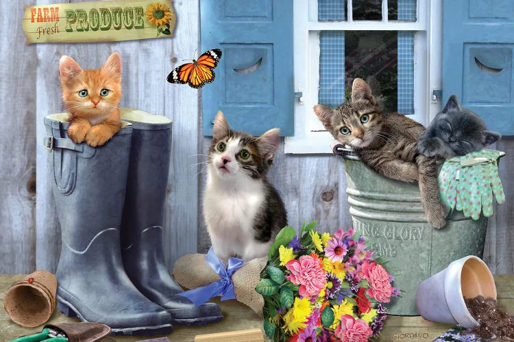 Garden Kitties by Giordano Studios wall art