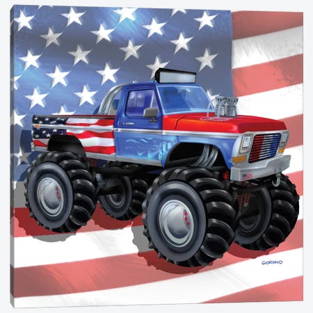 American Truckers l Canvas Print #GIO181} by Giordano Studios Canvas Print