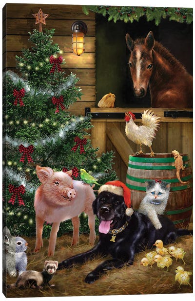 A Pet for Christmas Canvas Art Print - Farmhouse Christmas Décor
