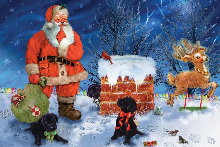 Santa's Rooftop Friends by Giordano Studios wall art