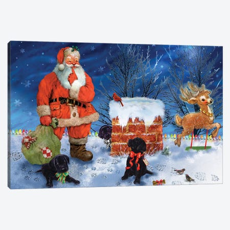 Santa's Rooftop Friends Canvas Print #GIO189} by Giordano Studios Canvas Art Print