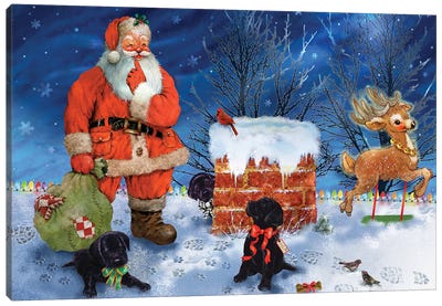 Santa's Rooftop Friends Canvas Art Print - Giordano Studios