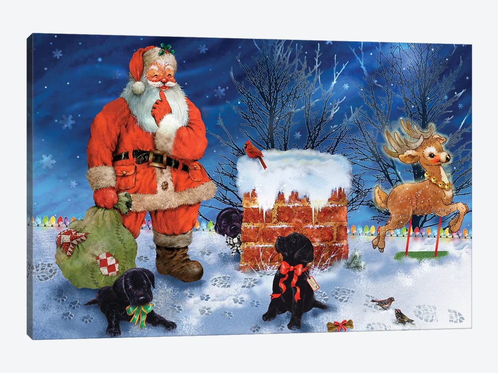 Santa's Rooftop Friends by Giordano Studios 1-piece Canvas Wall Art