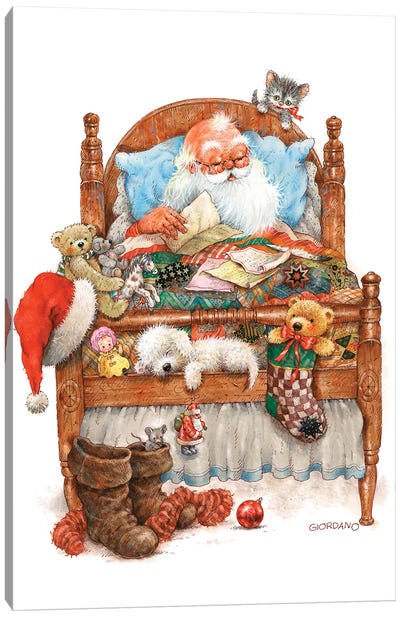 Sweet Dreams Santa Canvas Art Print - Santa Claus Art