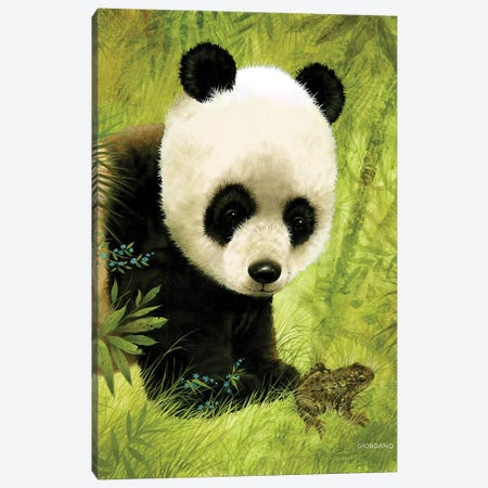 Panda's Visitor Canvas Print #GIO19} by Giordano Studios Canvas Art Print
