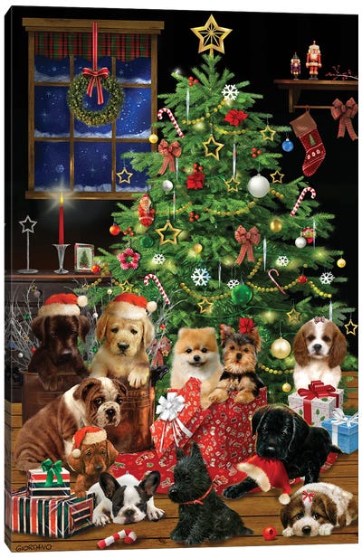 Christmas Pets Canvas Art Print - Giordano Studios