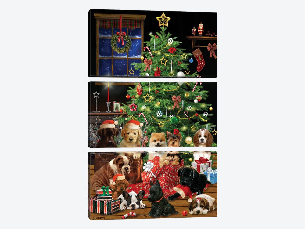 Christmas Pets by Giordano Studios 3-piece Canvas Artwork