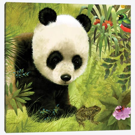 Panda's Visitor Full Canvas Print #GIO20} by Giordano Studios Canvas Art