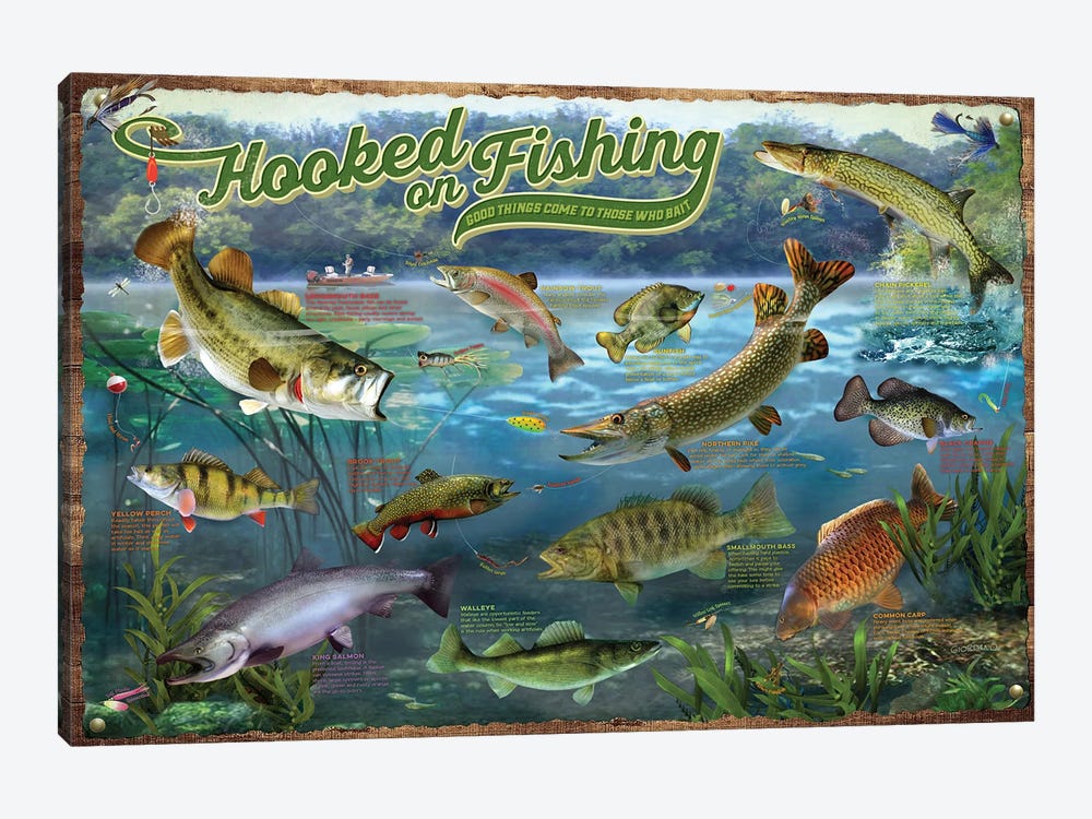 Hooked On Fishing by Giordano Studios 1-piece Canvas Art Print
