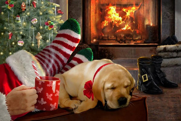 Fireplaces & Mantles: Santa Takes A Break by Giordano Studios