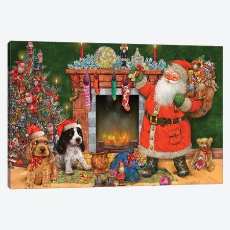 Good Dogs For Santa Canvas Print #GIO56} by Giordano Studios Canvas Art