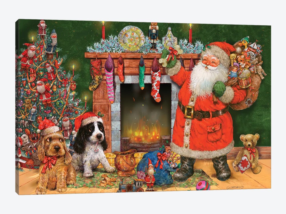 Good Dogs For Santa by Giordano Studios 1-piece Canvas Print