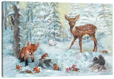 Into The Woods Canvas Art Print - Deer Art