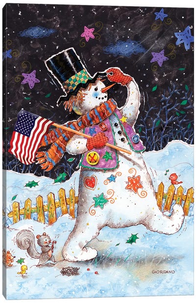 Let's Take A Visit Canvas Art Print - Snowman Art