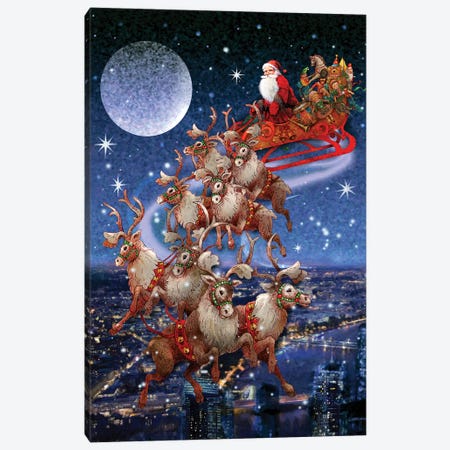 Santa's Sleighride Canvas Print #GIO68} by Giordano Studios Canvas Artwork