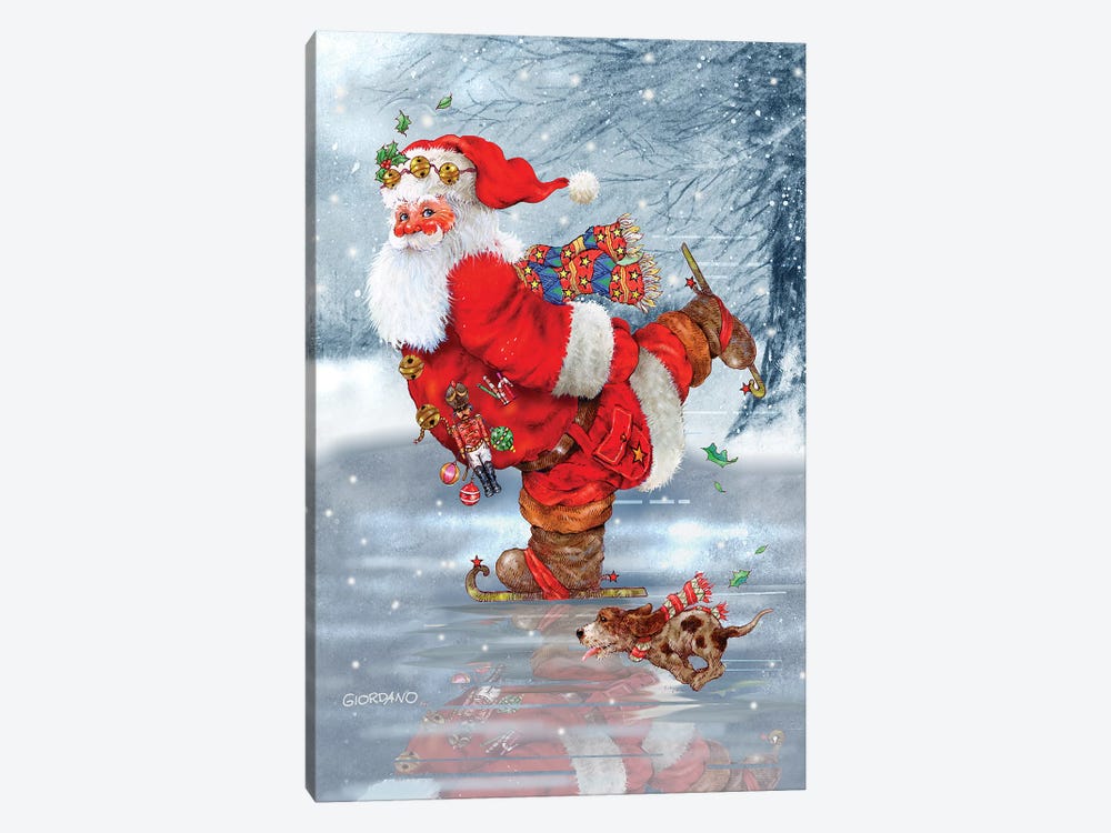 Skating Santa by Giordano Studios 1-piece Canvas Art Print