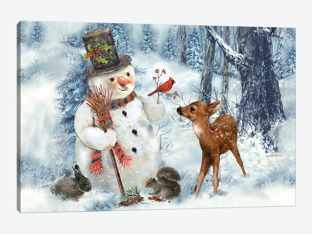 Woodland Snowman by Giordano Studios 1-piece Art Print