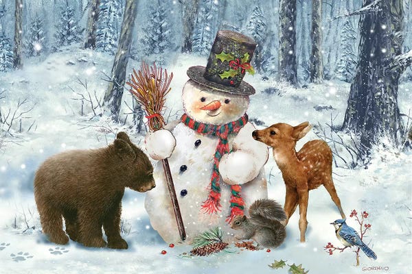 Brown Bears: Woodland Snowman II by Giordano Studios