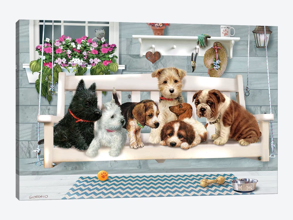 (Pups Only) Porch Pals by Giordano Studios 1-piece Canvas Art Print