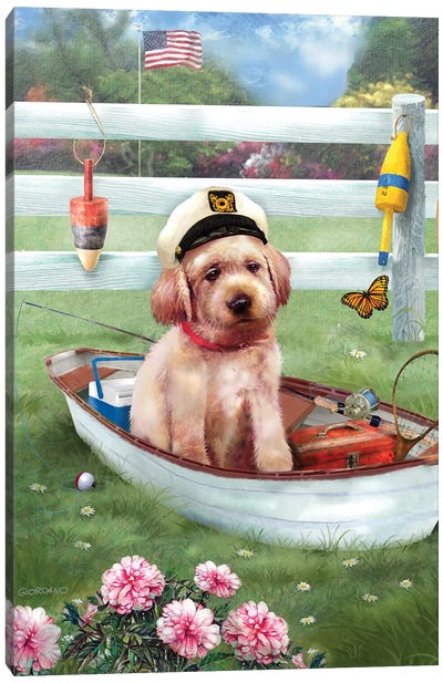 Captain Of The Ship Canvas Art Print - Puppy Art