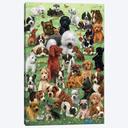 Field O Puppies Canvas Print #GIO88} by Giordano Studios Canvas Artwork