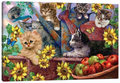 In The Garden Canvas Art Print - Kitten Art