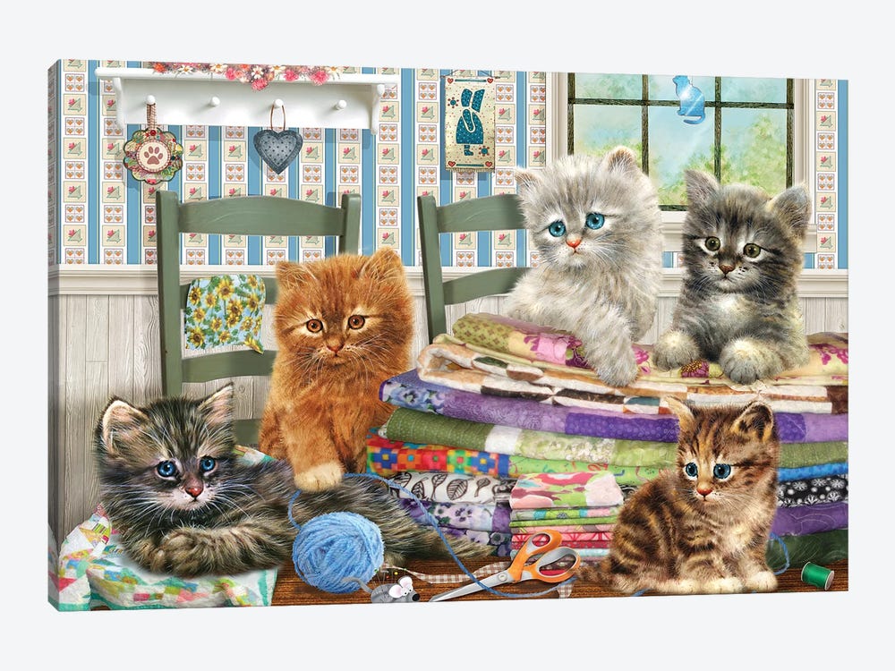 Quilting Kitties by Giordano Studios 1-piece Canvas Print